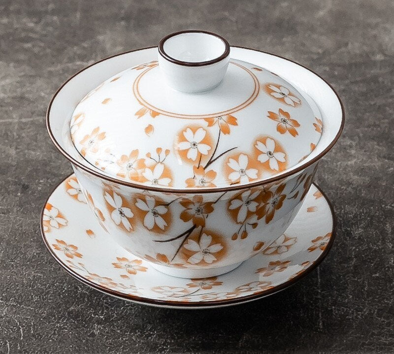 1pc 3.8" Chinese Blue and White Handmade Ceramic Teacup Travel Portable Gaiwan