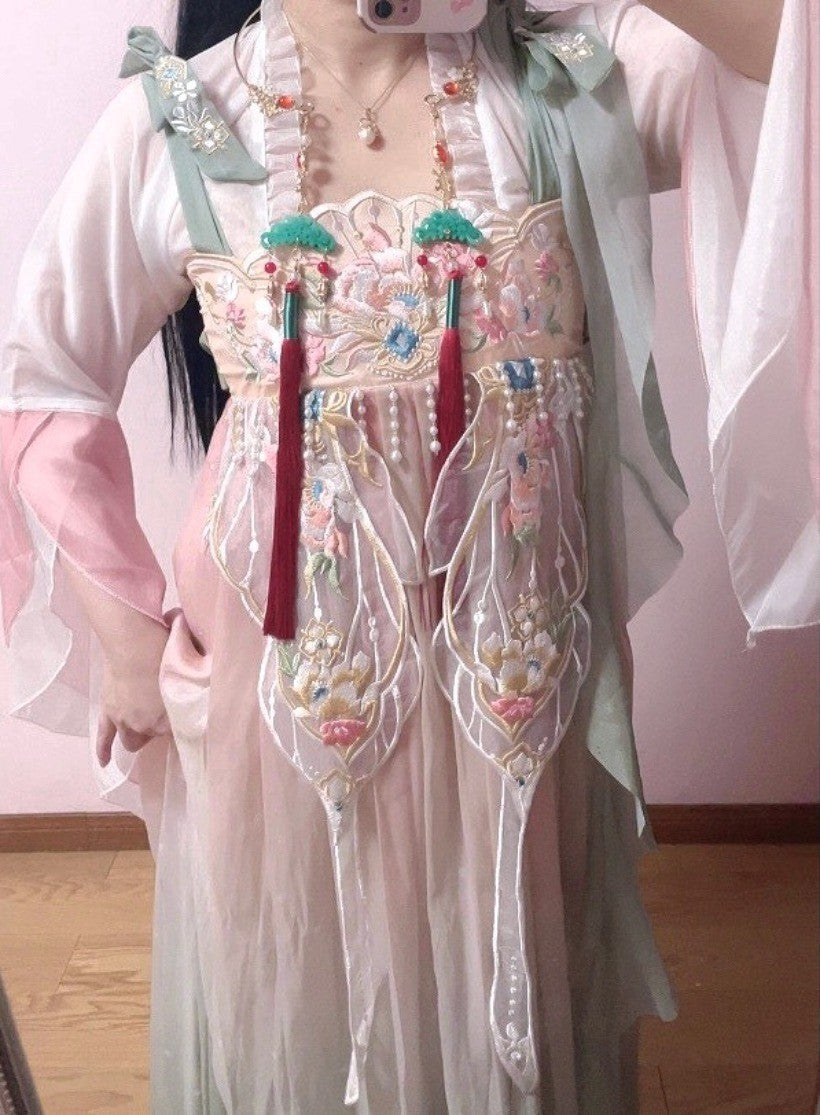 Double Tassel Necklace 38cm Hanfu Collar Vintage Chinese Style Handmade Jewelry
