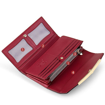 Wallet Long RFID Blocking Genuine Leather Wallets Clutch Bag Card Holder Zipper