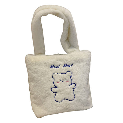 Large Capacity Handbag Fluffy Underarm Bag Plush Women Bag Soft Tote Bag DIY