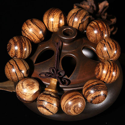 20 Mm New Vietnam Agarwood Wooden Bracelets Tiger Pattern Buddha Round Beads