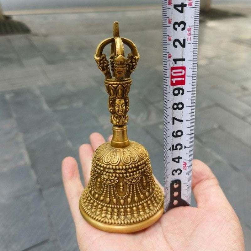 13cm Brass Five Shares King Kong Hand-cranked Bell Collection Decoration