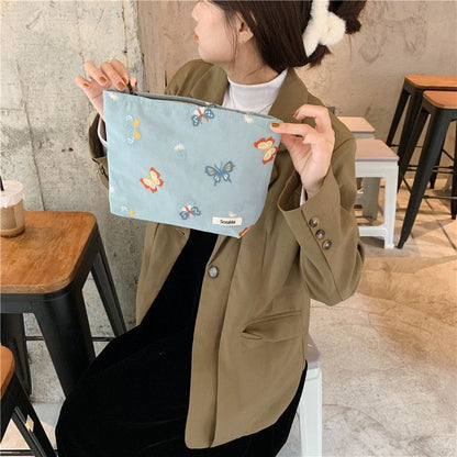 1PC Butterfly Embroidered Cosmetic Bag Travel Cosmetic Pouch Make Up Storage Bag