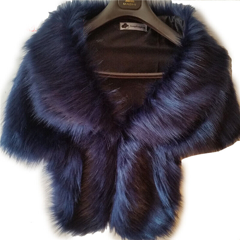 Elegant High-grade Bridal Wedding Luxury Fur Long Shawl Stole Wrap Shrug Scarf