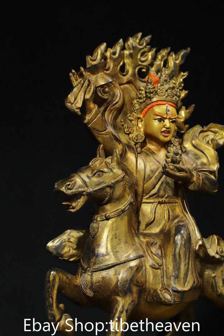 14" Old Tibet Copper Gilt Buddhism Palden Lhamo Deity Laksmi Buddha Sculpture