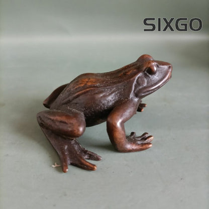 Antique Collection Solid Frog Ornament Small Handle Tea Pet Ornament Statue