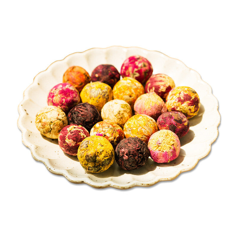 Handmade Yunnan Pu'er Jasmine Tea with Rose, Chrysanthemum, Dragon Ball Flower