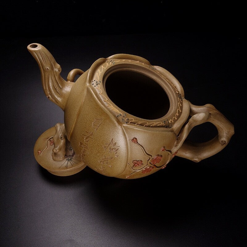 China old Yixing Clay Teapot Handcarved Red plum pots Purple sand Teapot