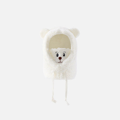 Multi-functional Bear Scarf Face Cover Hat Women Cute Winter Thick Plush Scarf