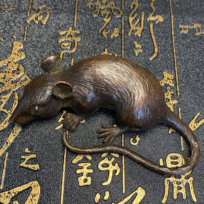 china bronze fengshui mouse Figure statue netsuke collectable table decoration