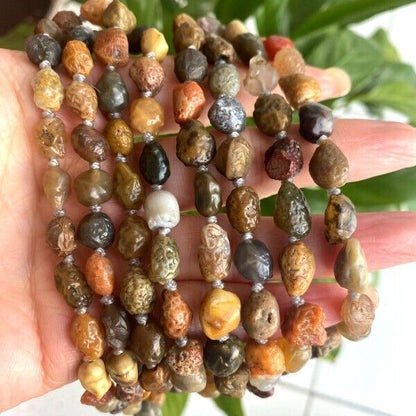 Natural Gobi Multi-Color Alashan Agate/stone Pendant Necklace 108 Prayer Beads