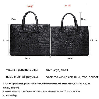 Briefcase Genuine Leather Handbag Big Totes Large Shoulder Bag Crocodile Pattern