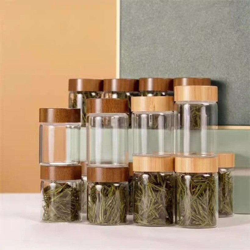 Mini Glass Sealed Jar Dispenser Bottle Portable Tea Storage Small Empty Bottle