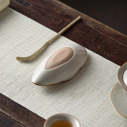 Retro Cream Ru Kiln Ceramic Tea Scoops Tea Leaf Container Tea Shovel Tea Set