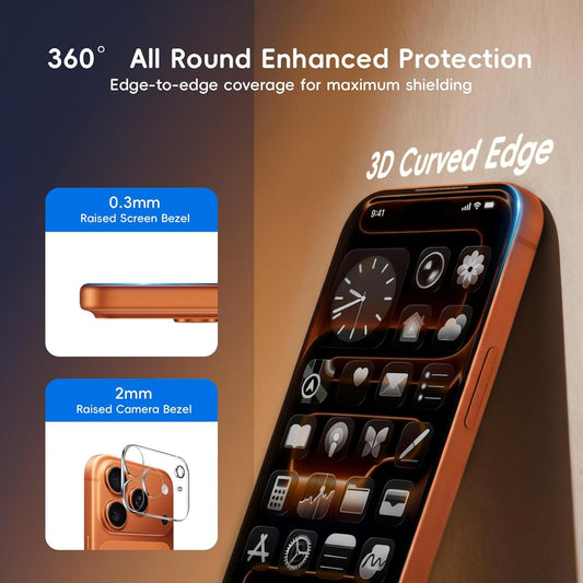 2+1 Pack for Iphone 17 Pro Max Screen Protector with Camera Lens Protector Full