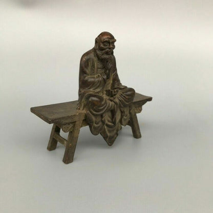 Blessing Old Chinese Bronze Copper Handmade Dharma Buddha Statue