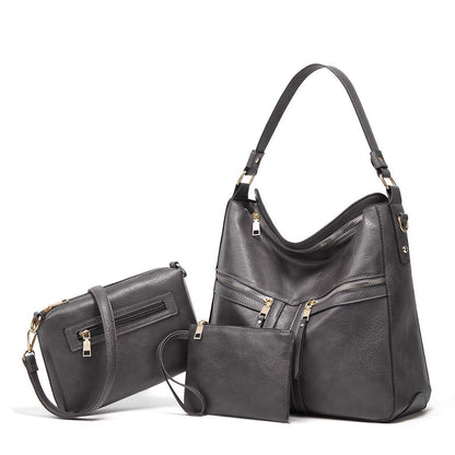 Women's Black Tote Bag New Fashion Simple Shoulder Bag Hand Messenger Bag