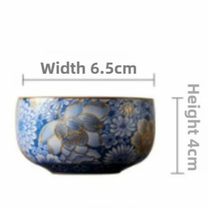 55ml Chinese Blue and White Ceramic Teacup Handmade Meditation Cup Tea Set