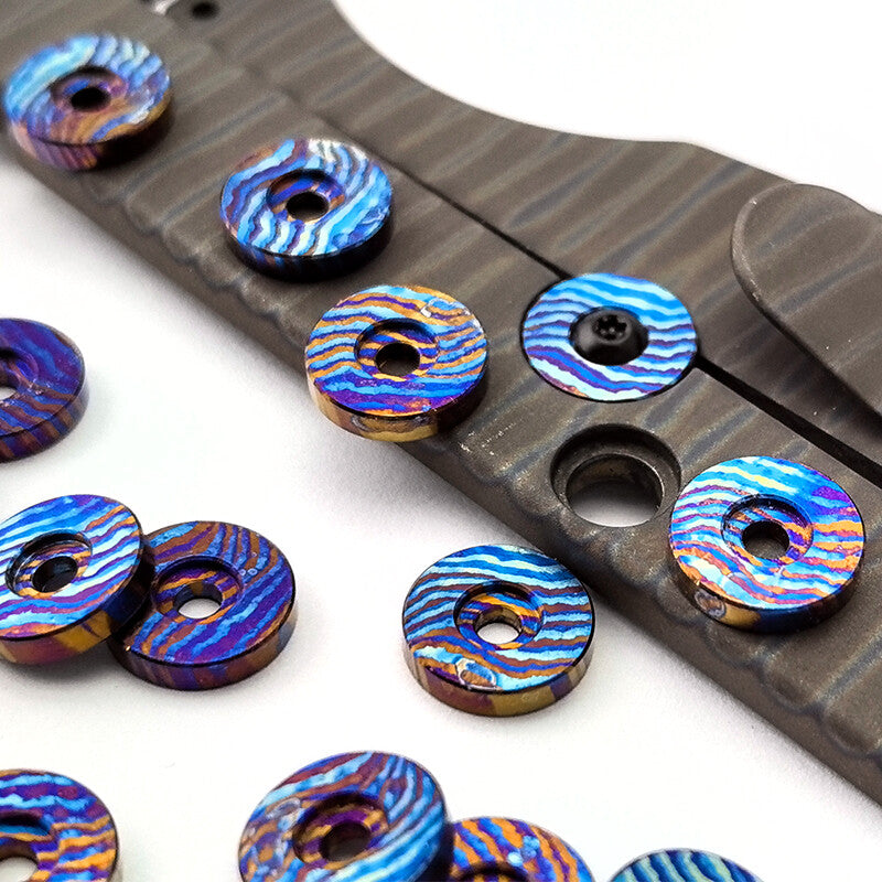 1PC Ti-Damascus Pushing Disc for Strider SNG/SMF Emerson CQC ZT Hinder XM18