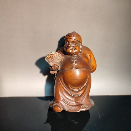 vintage wood carving country moneybags carved home decor figurine cute statue