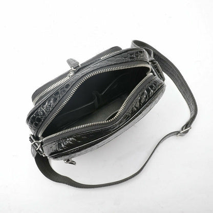 Handcrafted Alligator Crocodile Skin Leather Men's Shoulder Messenger Luxury Bag