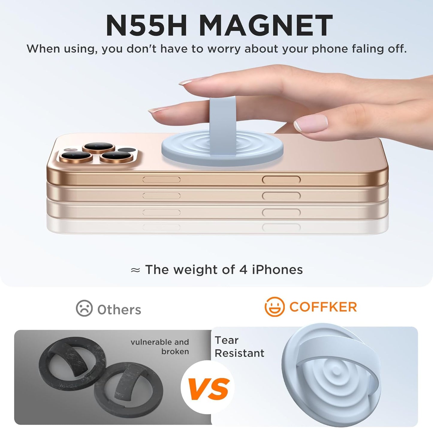 Magnetic Phone Grip Ring Holder, Liquid Silicone Magnet Cell Phone Grip Finger L
