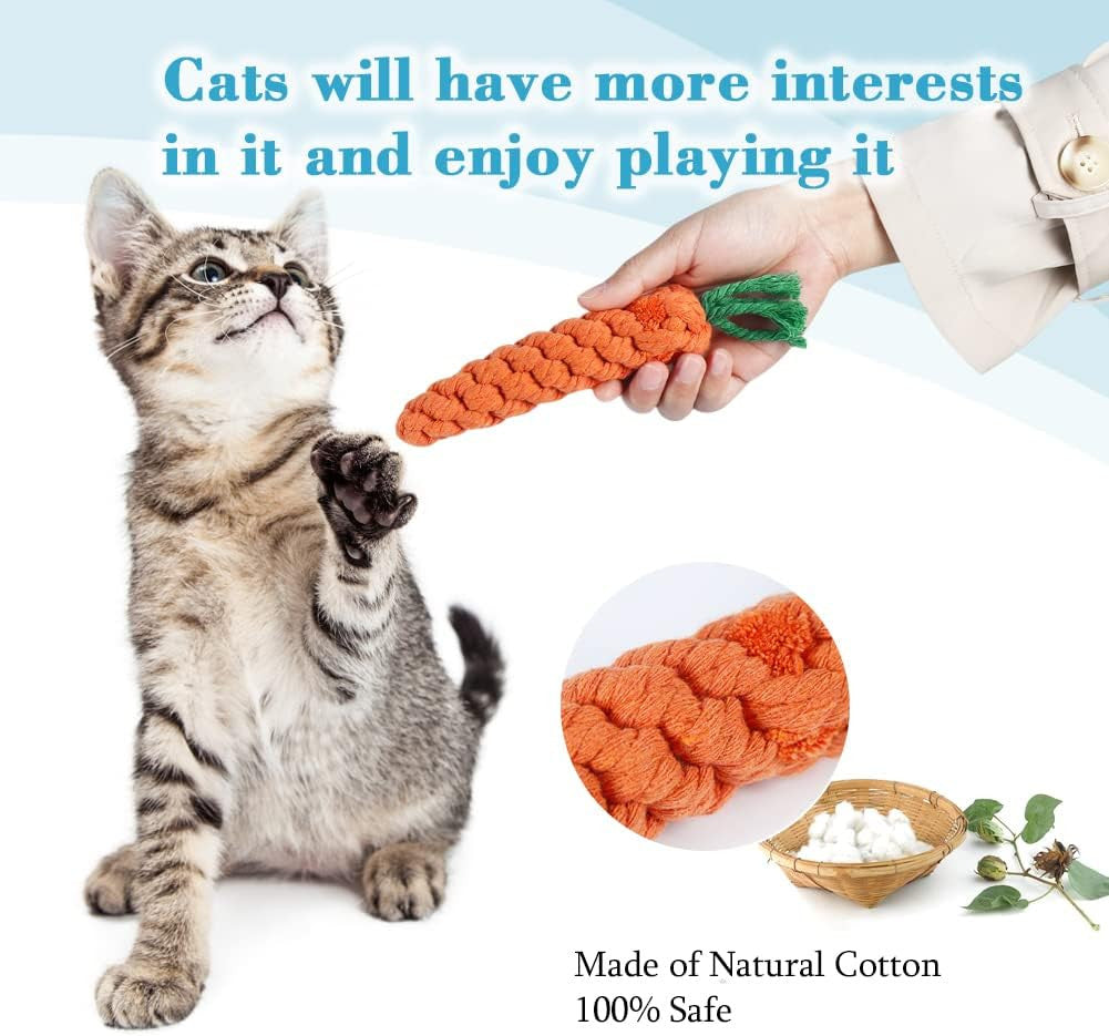 5x Dog Toys Braided Carrot Cotton Rope Puppy Cleaning Teeth Chew Bite Resistant