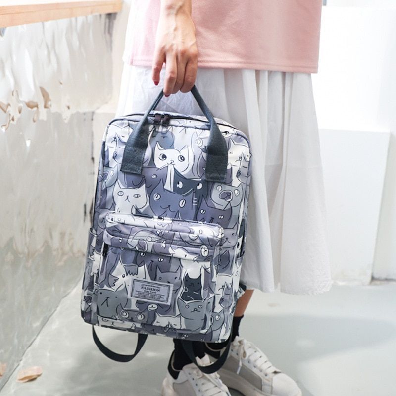 Oxford Polyester School Backpacks Waterproof Flower Print Bags Laptop 38*14*28CM