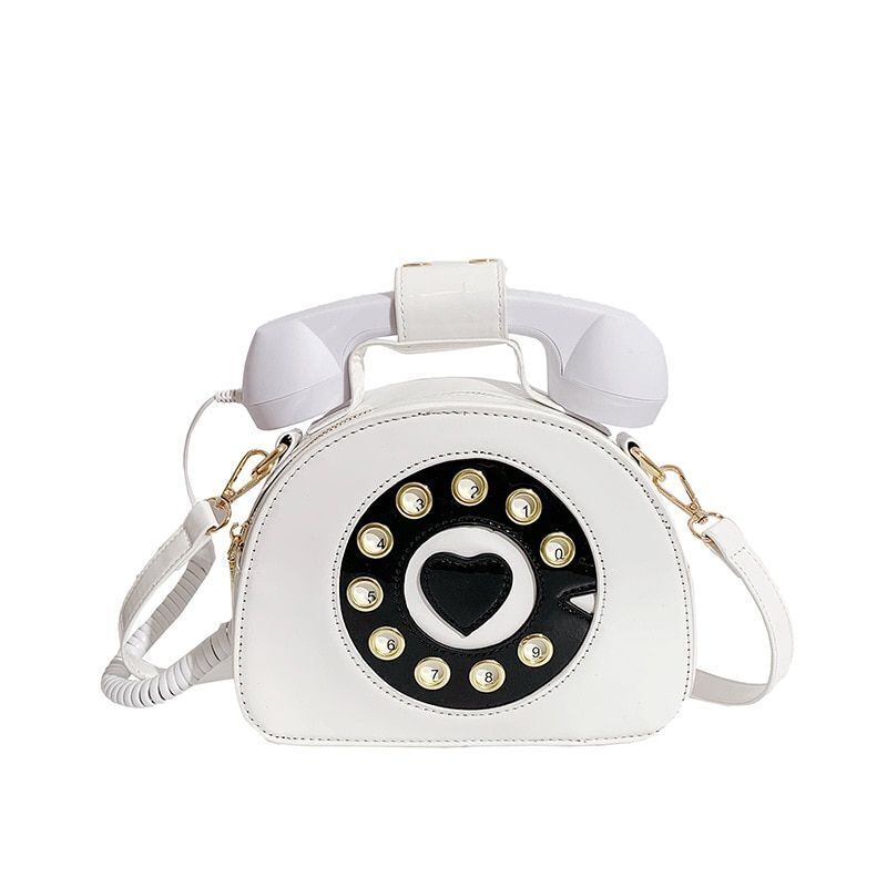 Telephone Shape Purse Handbag Shoulder Crossbody Bag Leather Tote Messenger Bag