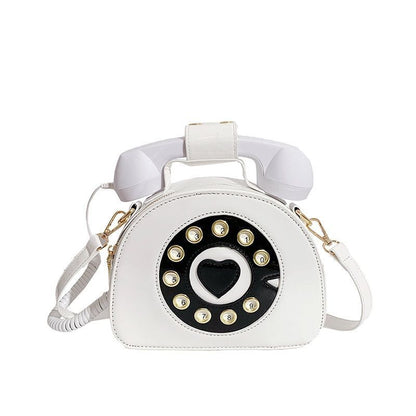 Telephone Shape Purse Handbag Shoulder Crossbody Bag Leather Tote Messenger Bag