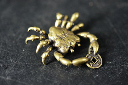 Collected Brass Antique Treasure Crab Small Ornament Tea Pet Pendant Statue