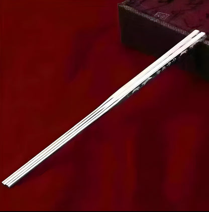 Chinese Chopsticks “年年有鱼” 70g Certified 999 Sterling Silver Solid Lettering