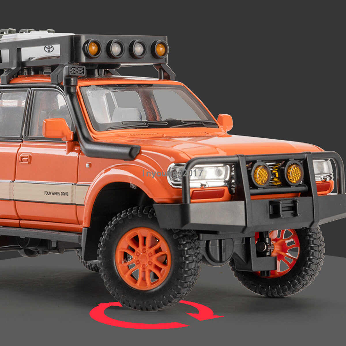 1/24 Land Cruiser LC80 Model Car Diecast Toy Cars Toys for Boys Kids Gift Orange