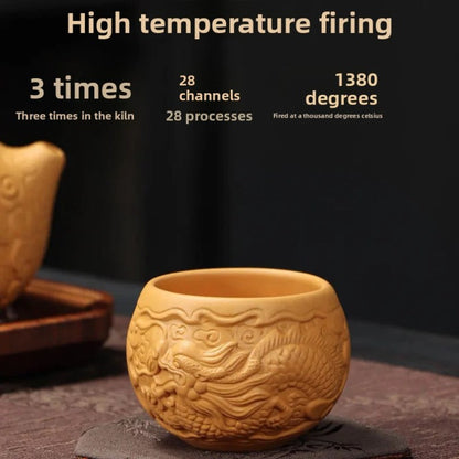 100Ml Purple Clay Relief Dragon Teacup Personal Cup Kung Fu Teacup -