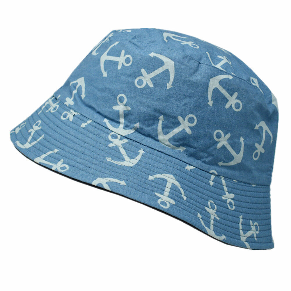 Unisex 100% Cotton Bucket Hat Boonie Hunting Fishing Outdoor Reversible Cap