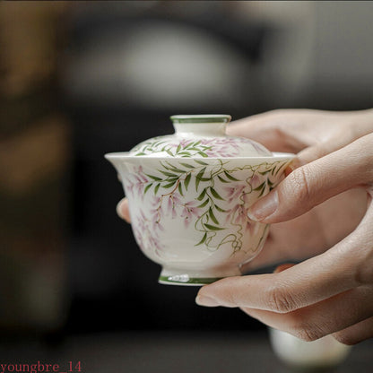 Hand Painted Gaiwan Set for Tea TureenTeaware Cup Chinese Bowls Tea Ceremony