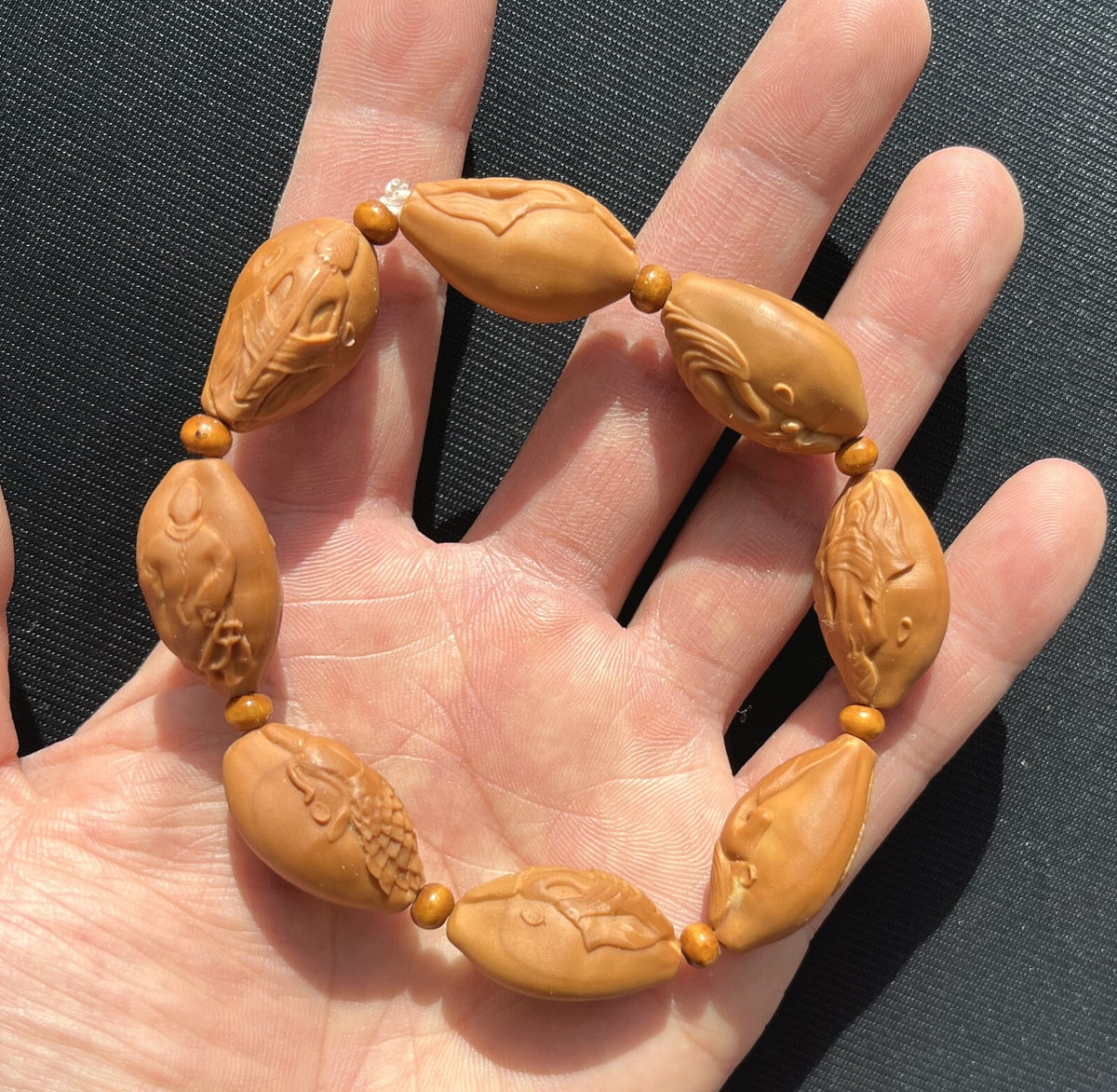 Handmade Olive Nut Carved Bracelet Vagina Design Unique Body Beads Chain