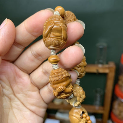 Olive Nut Hand Carved Four No Buddha Hand Twist Beads Retro Wenwan Decor