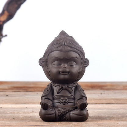 Chinese Ornament Small Monkey King Yixing Zisha Tea Pet Statue Table Decoration