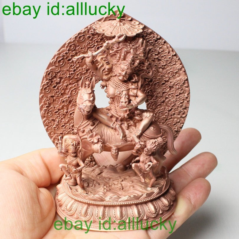 10cm Exquisite Red Copper Carving Tibet Buddhism Palden Lhamo Statue