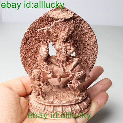 10cm Exquisite Red Copper Carving Tibet Buddhism Palden Lhamo Statue