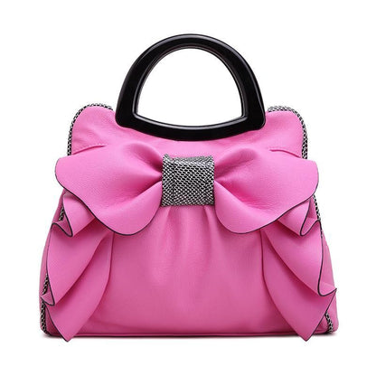Bowknot Handbags Synthetic Leather Shoulder Messenger Bag Sweet Totes 34*15*26CM