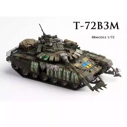 1/72 88MODLE Ukrainian T-72B3M T72 Tank Model Battle Damage Edition With Roof