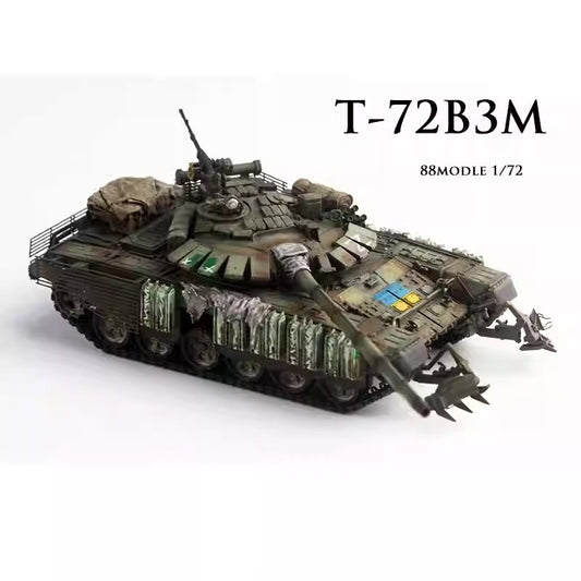 1/72 88MODLE Ukrainian T-72B3M T72 Tank Model Battle Damage Edition With Roof