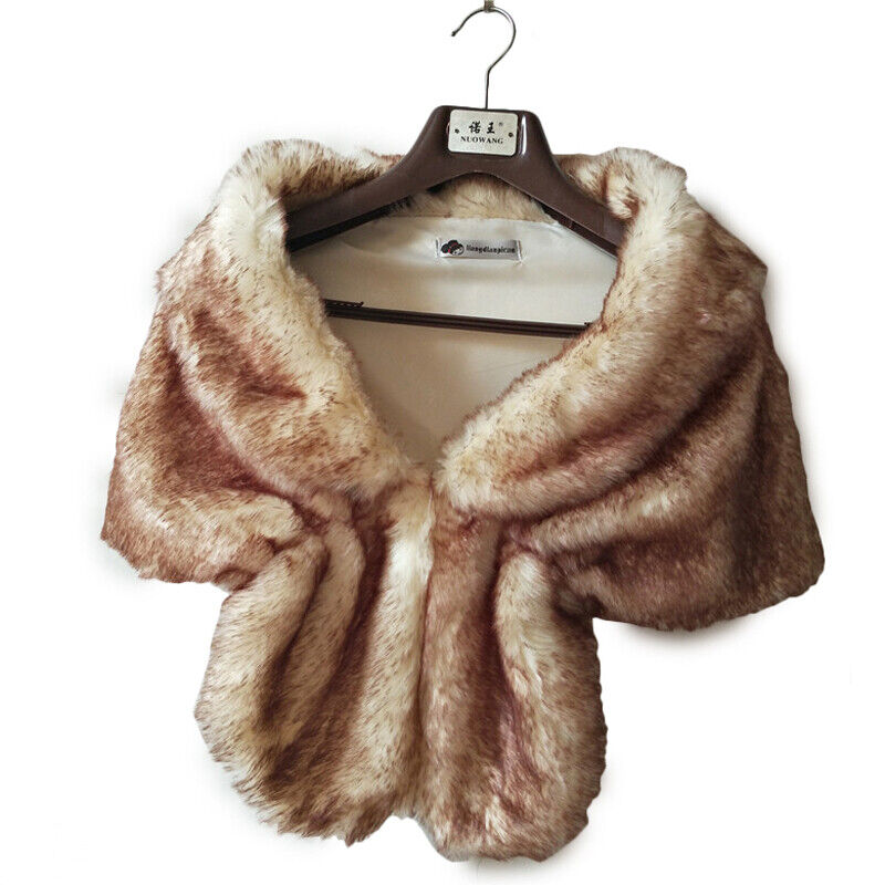 Elegant High-grade Bridal Wedding Luxury Fur Long Shawl Stole Wrap Shrug Scarf