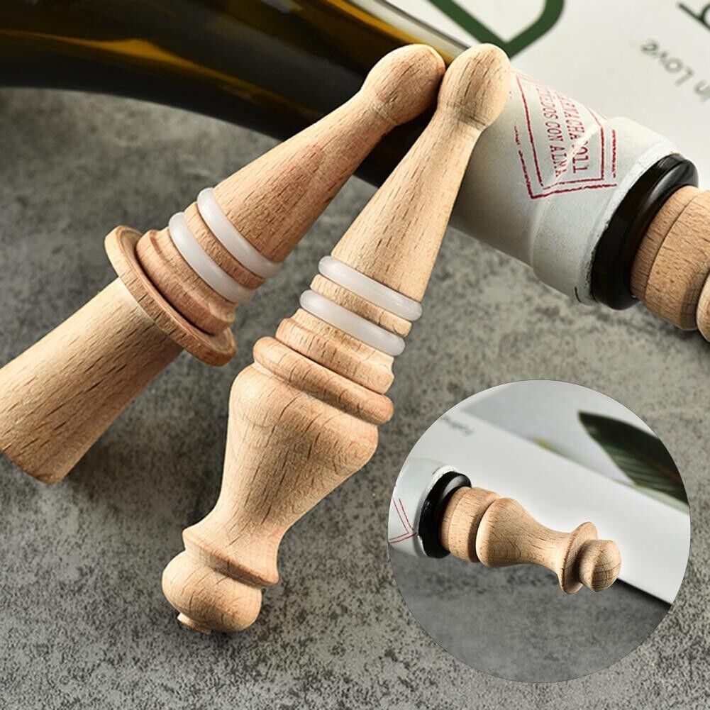 Wine Bottle Stopper Creative Burr-Free Solid Wood Seal Cork Leakproof 10x7x1.9cm