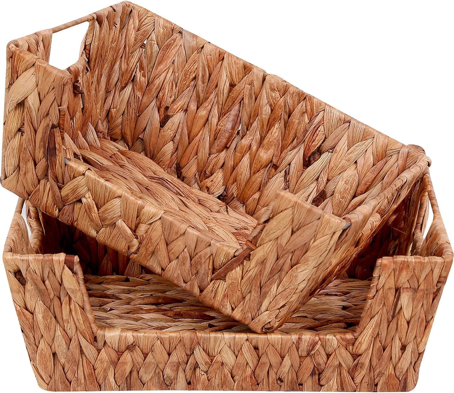 Handwoven Storage Baskets Natural Water Hyacinth Kitchen Bathroom Decoration