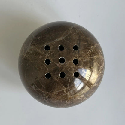 Incense Burner Holder 9 Holes Natural Marble Cave Stone Round Table Decor 10.5cm