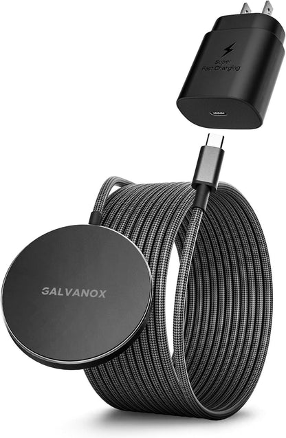 Long Magnetic Charger for Samsung, Compatible with Magsafe - Set Includes Fast C