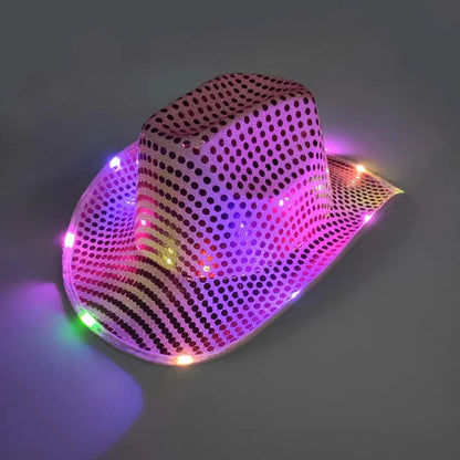 Cowboy Hat Light Up Flashing Glow Party Favor for Halloween Xmas New Year